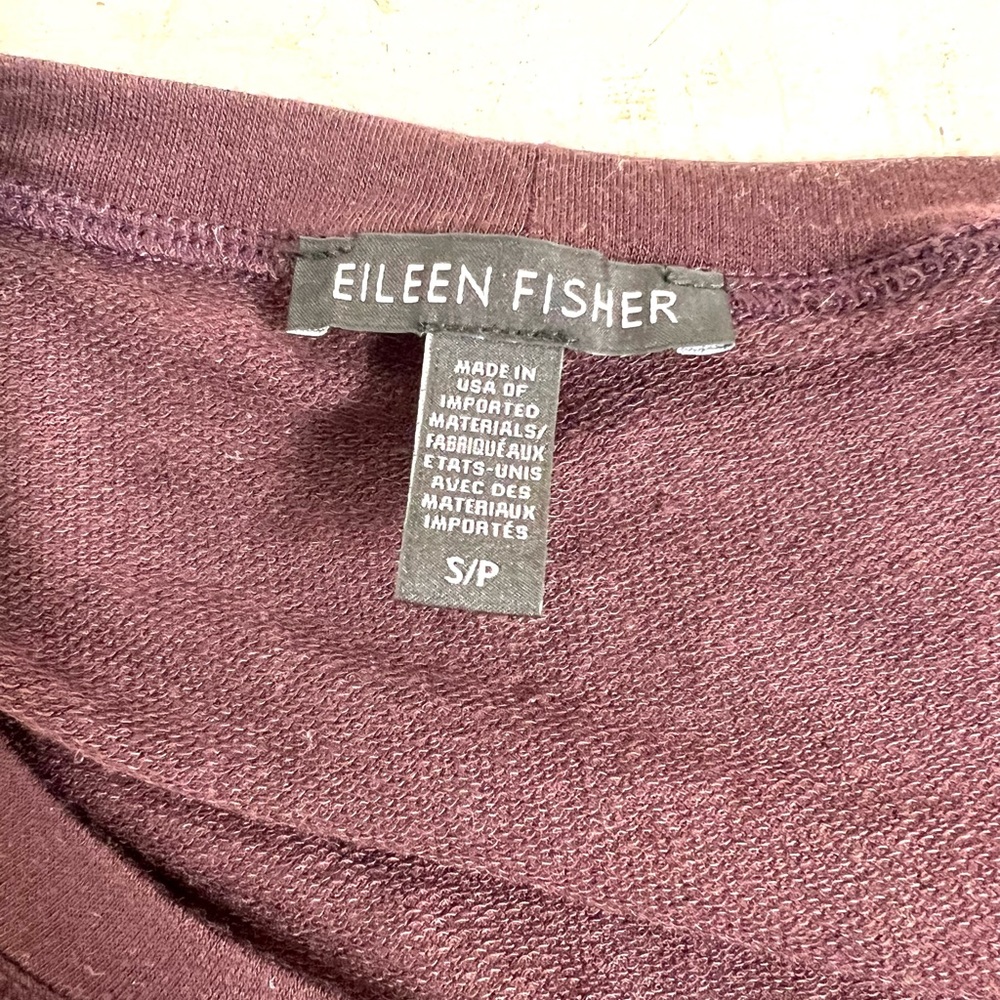 Eileen fisher long sleeve pullover plum purple tencel spandex small petite top - Picture 2 of 8